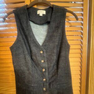 Evereve Denim Vest XS Button Front Tailored Waistcoat Top